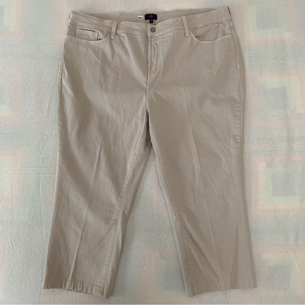 NYDJ Jeans Women's High Rise Stretch Ankle Jeans Beige Plus Size 22W (W43 x L22)